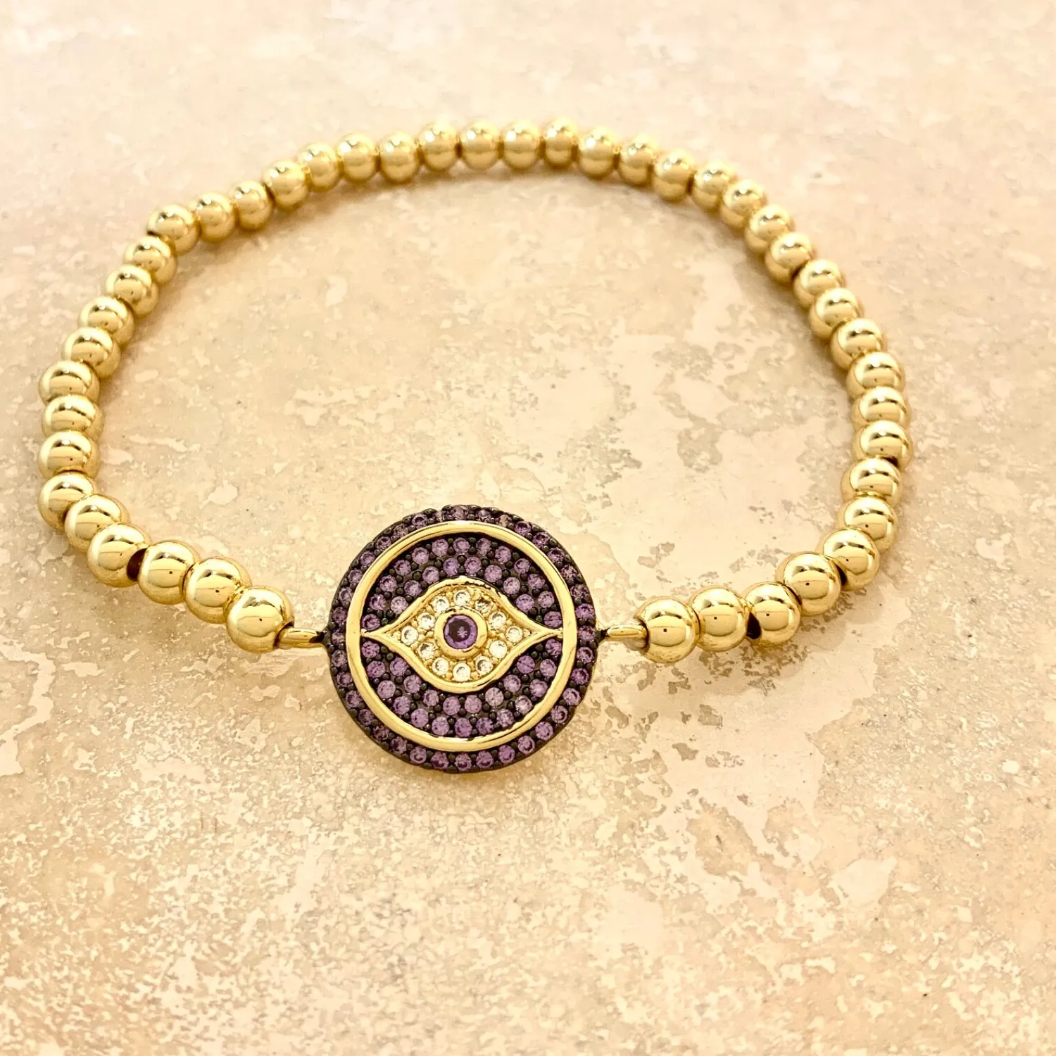 Authentic The Gilded Sentinel: Evil Eye Stretch Bracelet of Protection and Fortune