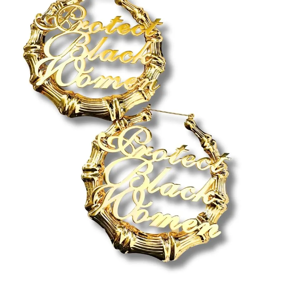 Authentic Radiant Aura Gold-Plated Bamboo Hoops