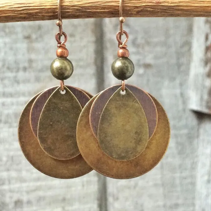 Authentic Ethereal Echoes: The Bohemian Multilayer Circles Talismanic Dangle Earrings