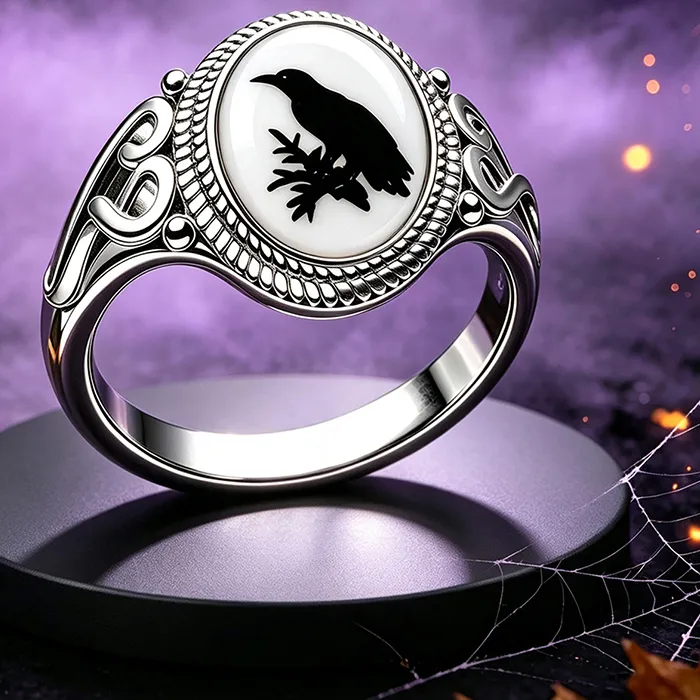 Authentic The Obsidian Wing: Raven Stained Glass Talisman