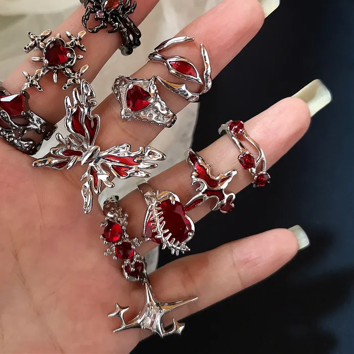 Authentic The Crimson Heart Spider Ring of Shadow and Allure