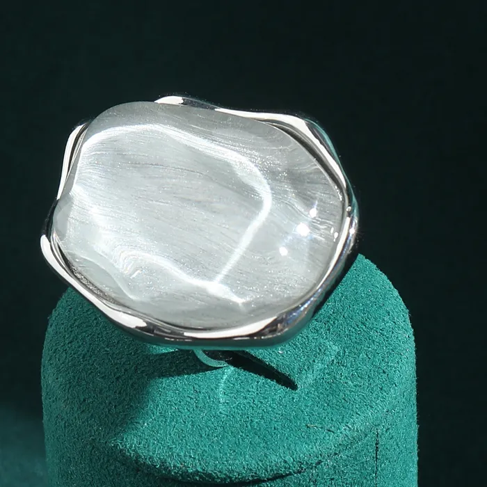 Authentic The Ethereal Gaze: Celestial Moon-Glass Talisman Ring
