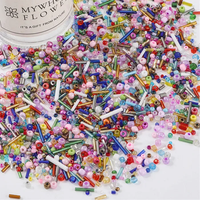 Authentic Alchemical Spectrum Mixed Glass Tubular And Round Bead Harvest