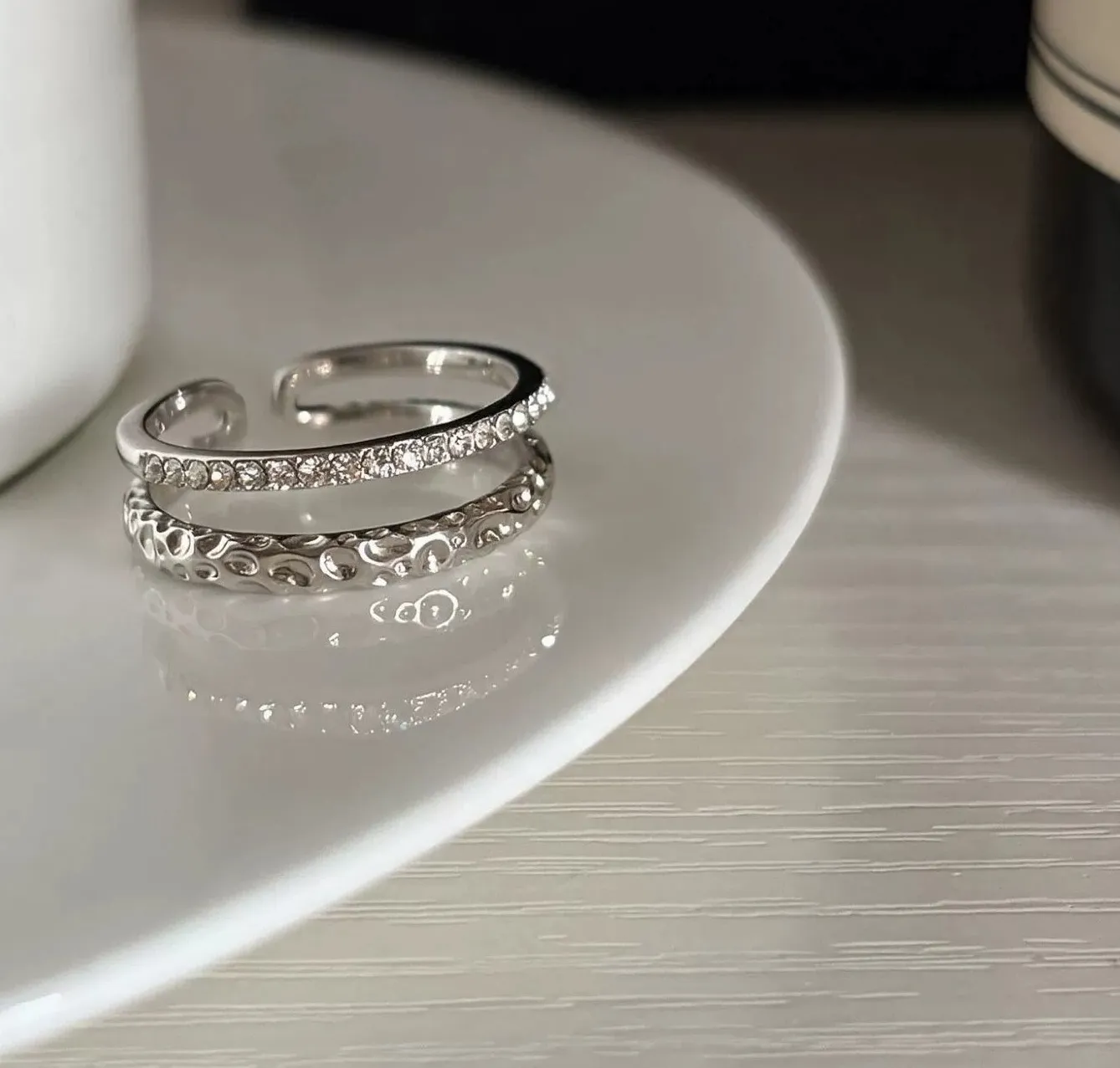 Authentic Celestial Whisper: 925 Silver Double‑Layer Zircon Ring of Romantic Light