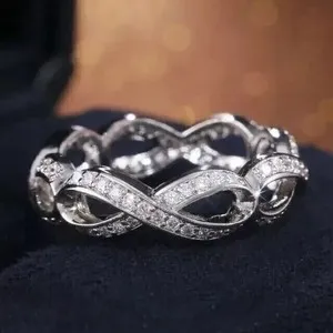 Authentic The Eternal Circle of Devotion Infinity Ring in Radiant White Gold Plate