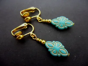 Authentic Celestial Azure Talisman Earrings: Gold-Plated Vessels of Tranquility
