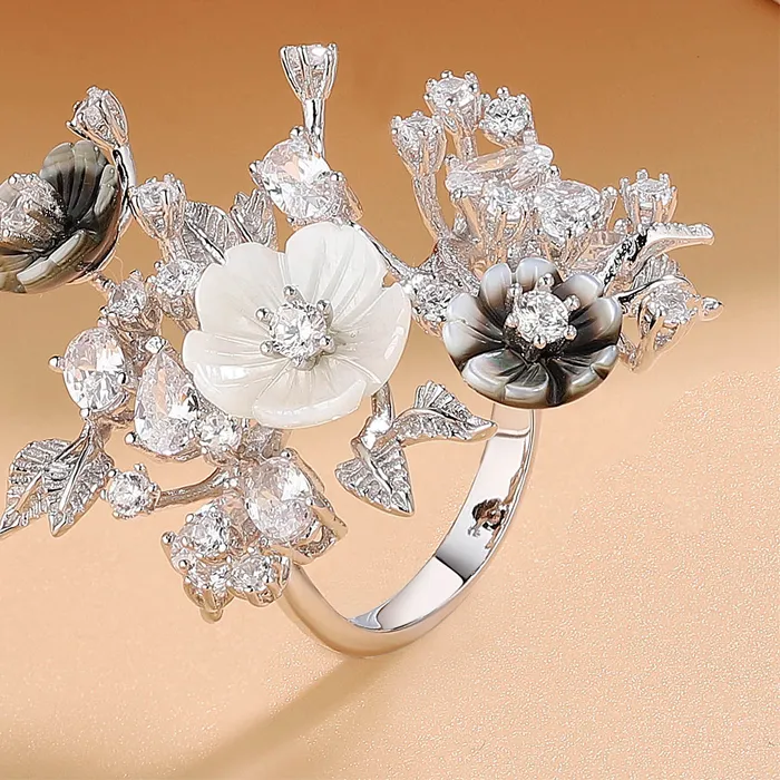 Authentic Celestial Bloom The Shell Flower Ring Of Radiant Grace
