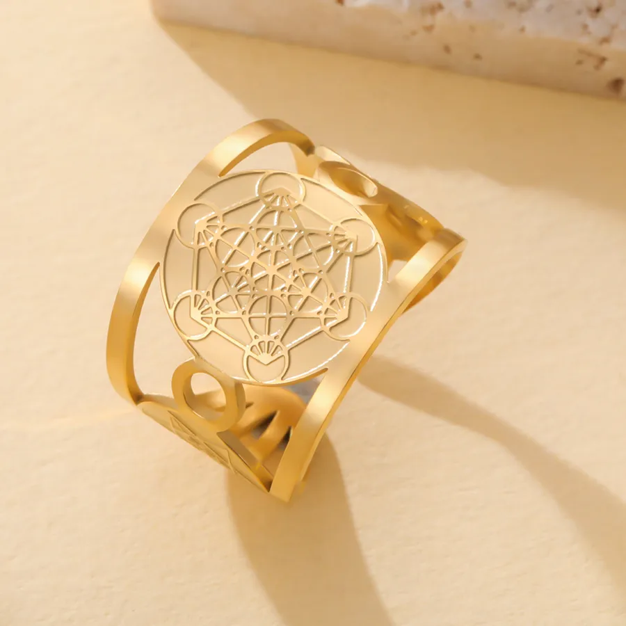Authentic The Metatron's Shield: Sacred Geometry and Flower of Life Talisman Ring