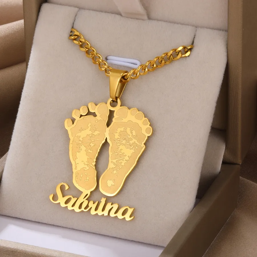 Authentic The Eternal Bond: Personalized Gold-Plated Baby Feet Talisman