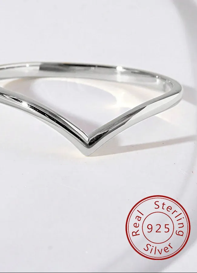 Authentic The Celestial Chevron: 925 Sterling Silver V-Shaped Sacred Geometry Ring