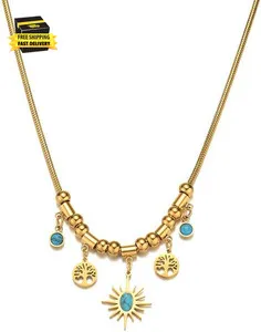 Authentic Celestial Sun‑Star Choker – Gold‑Plated Mystic Pendant