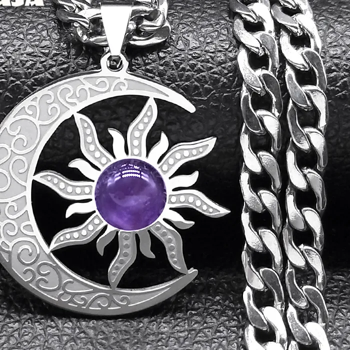 Authentic Celestial Tiger‑Eye Pendant: Sun & Moon Harmony Necklace