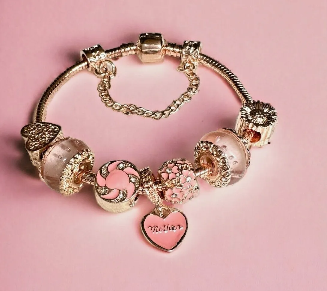 Authentic The Eternal Bond: Rose Gold Radiance Charm Bracelet