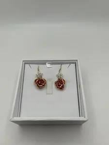 Authentic Gold-Plated Rose Earrings for Women,Fashion Rose Earrings Best Gift for Wife Mot