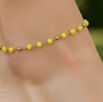 Authentic The Golden Solar Path: Minimalist Beaded Anklet