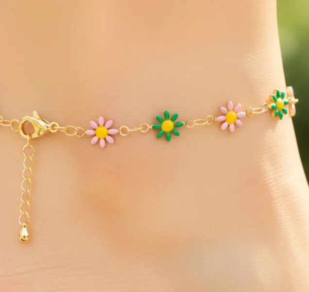 Authentic The Solar Bloom: Golden Daisy Sacred Anklet
