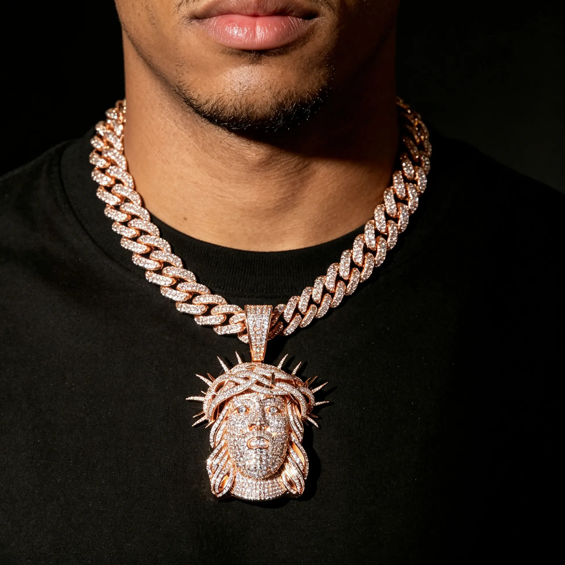 Authentic Lyee Cyee Hip Hop Thorn Jesus Avatar Pendant Necklace Christian Style Pendant Jewelry Street Accessories And Birthday Anniversary Meaningful For Good Friends