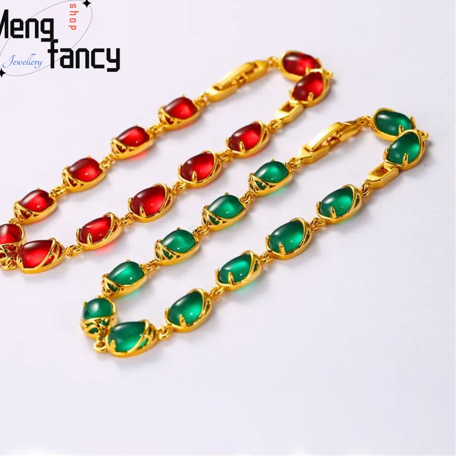 Authentic Natural Agates Chalcedony Bracelet Fashion Designer Elegant Luxury Jade Fine Jewelry Best Selling Sexy Young Girls Holiday Gifts
