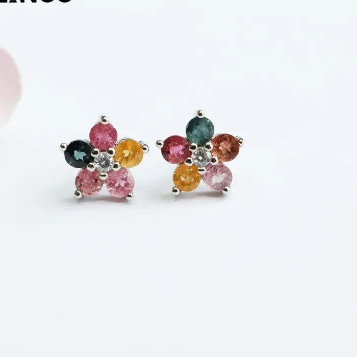 Authentic Celestial Bloom: Tourmaline and Jade Sacred Ear Ornaments