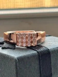 Authentic The Geometric Horizon Rose Gold S999 Adjustable Cluster Square Ring