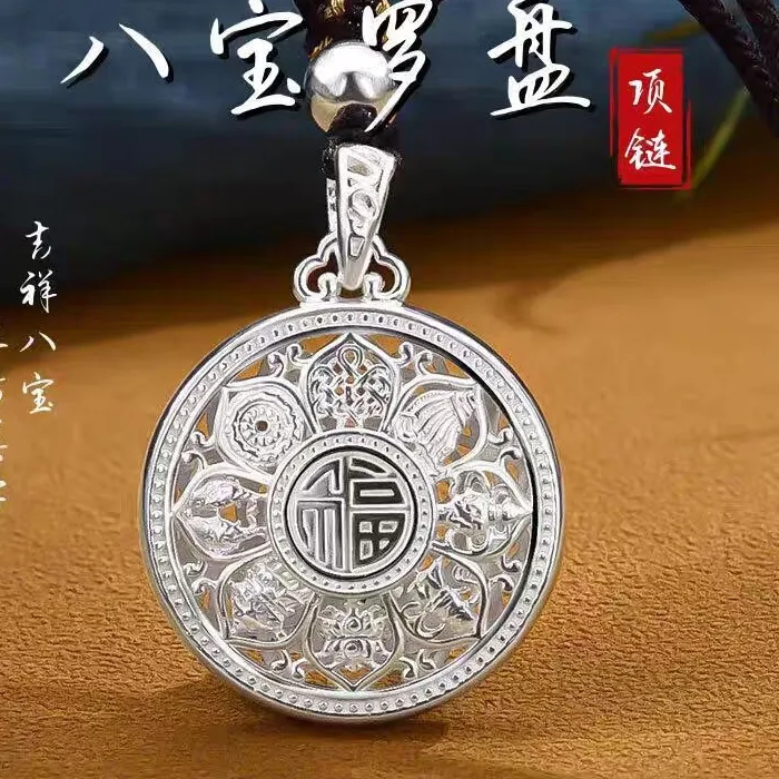 Authentic Eternal Eight Silver Fortune Pendant Necklace
