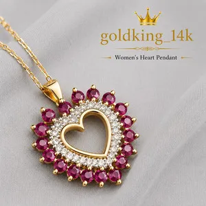 Authentic Heart Of The Rose A 1.25Ct Pink Ruby And Diamond Pendant In 14K Gold Plating
