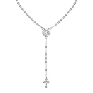 Authentic Women's Gold Saint Benedict Necklace - 14k Gold Plated Rosary Beads Cross Nec...
