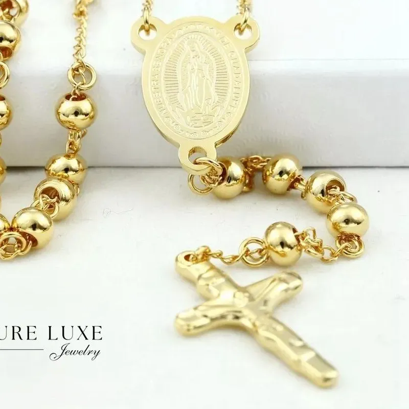 Authentic Invoke the Divine: Virgin Mary & Jesus Cross Beaded Rosary