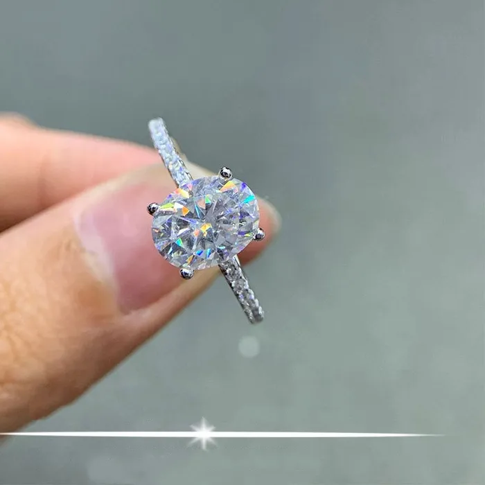 Authentic Celestial Dove 18K White Gold Moissanite Egg Ring Of Love