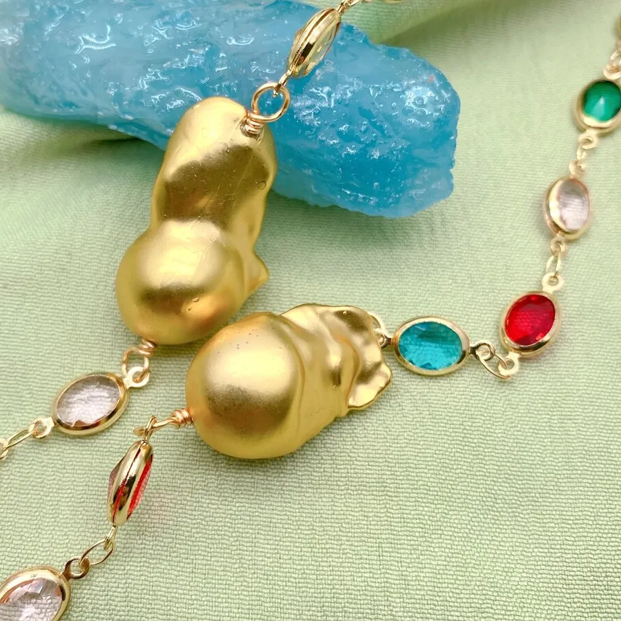 Authentic Radiant Luminescence Baroque Pearl and Crystal Sacred Station Necklace
