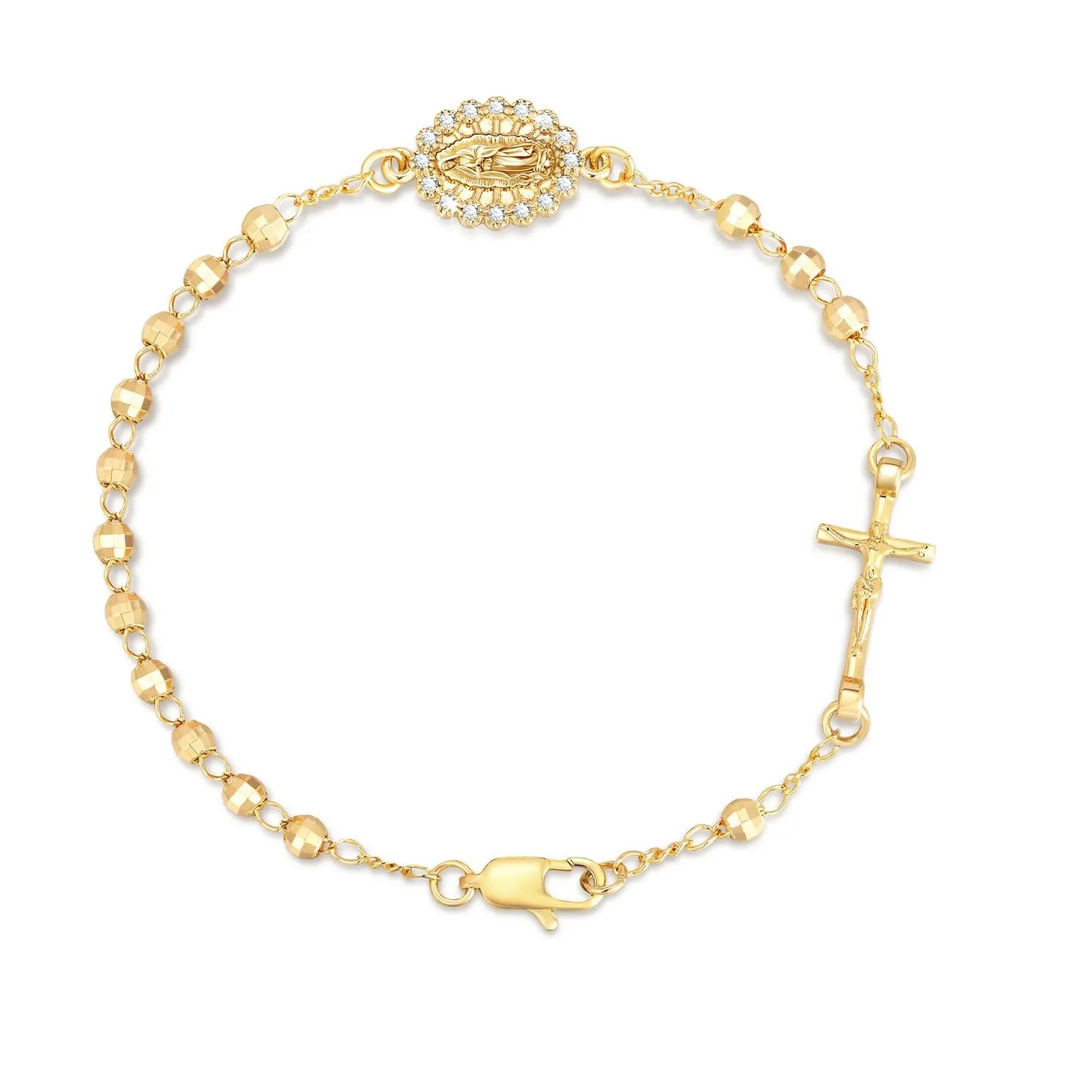 Authentic Sacred Grace 14K Gold Plated Virgin Mary Rosary Bracelet