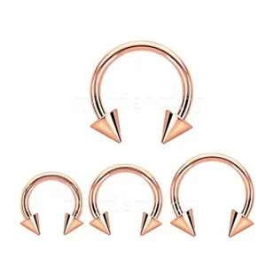 Authentic Radiant Rose Gold Spiked Horseshoe Circular Barbell