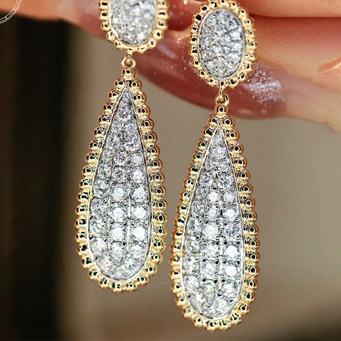 Authentic Celestial Raindrop: 18K Gold and Diamond Radiance