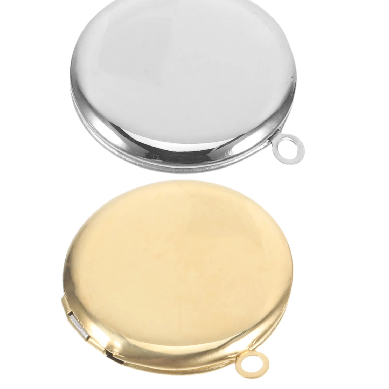 Authentic Twin Vessels Of Memory Round Photo Frame Locket Pendants In Gold And Silver Tones