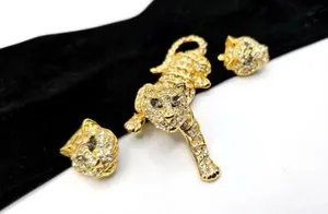 Authentic The Gilded Apex: Trifari Rhinestone Tiger Brooch and Earrings Set
