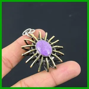 Authentic Purpurite's Sacred Heart: 18K Gold Plated Boho Pendant of Spiritual Protection