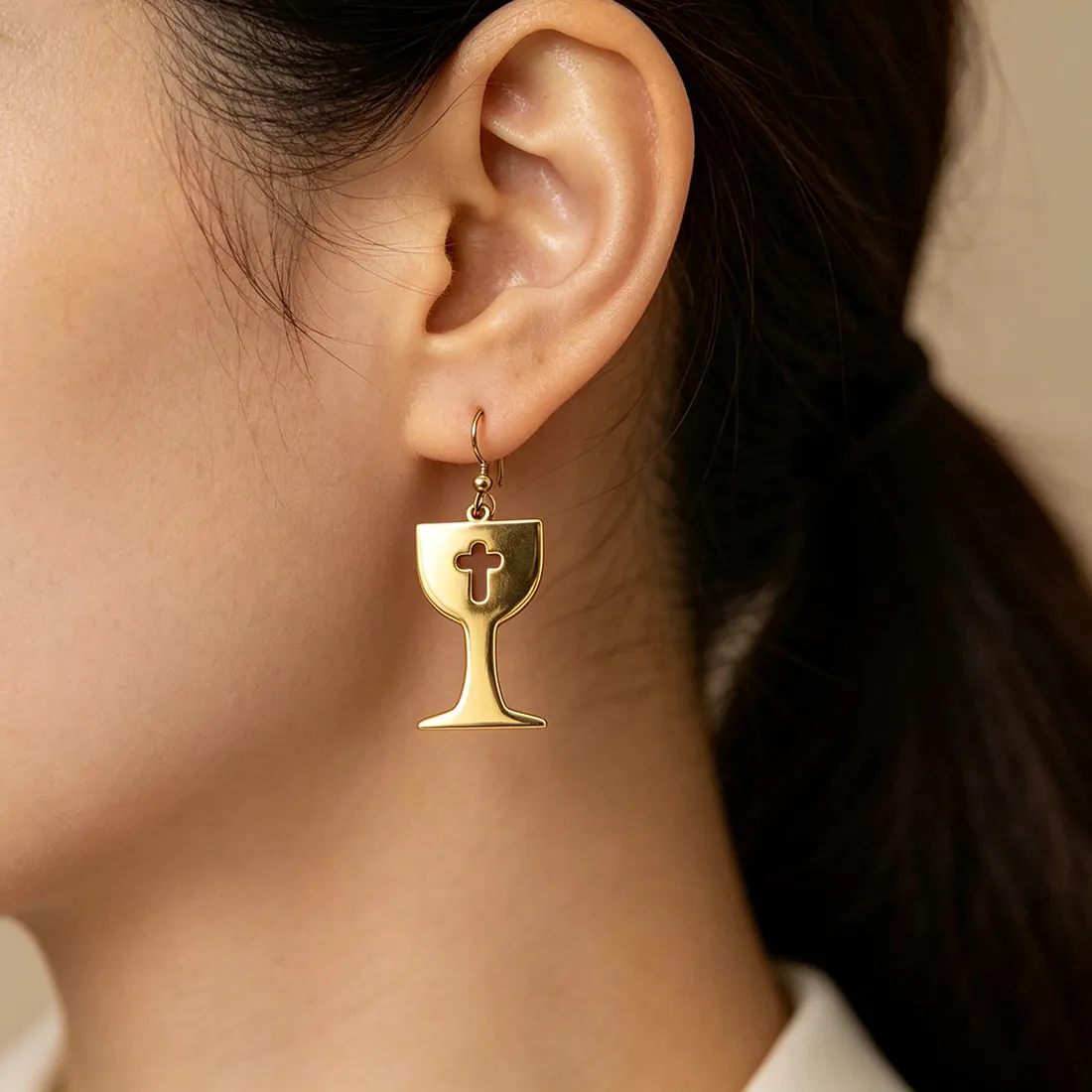Authentic Chalice of Sacred Grace Cross Dangle Earrings