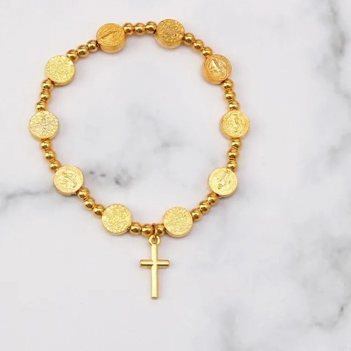 Authentic The Sacred Path: Golden Rosary Prayer Bracelet