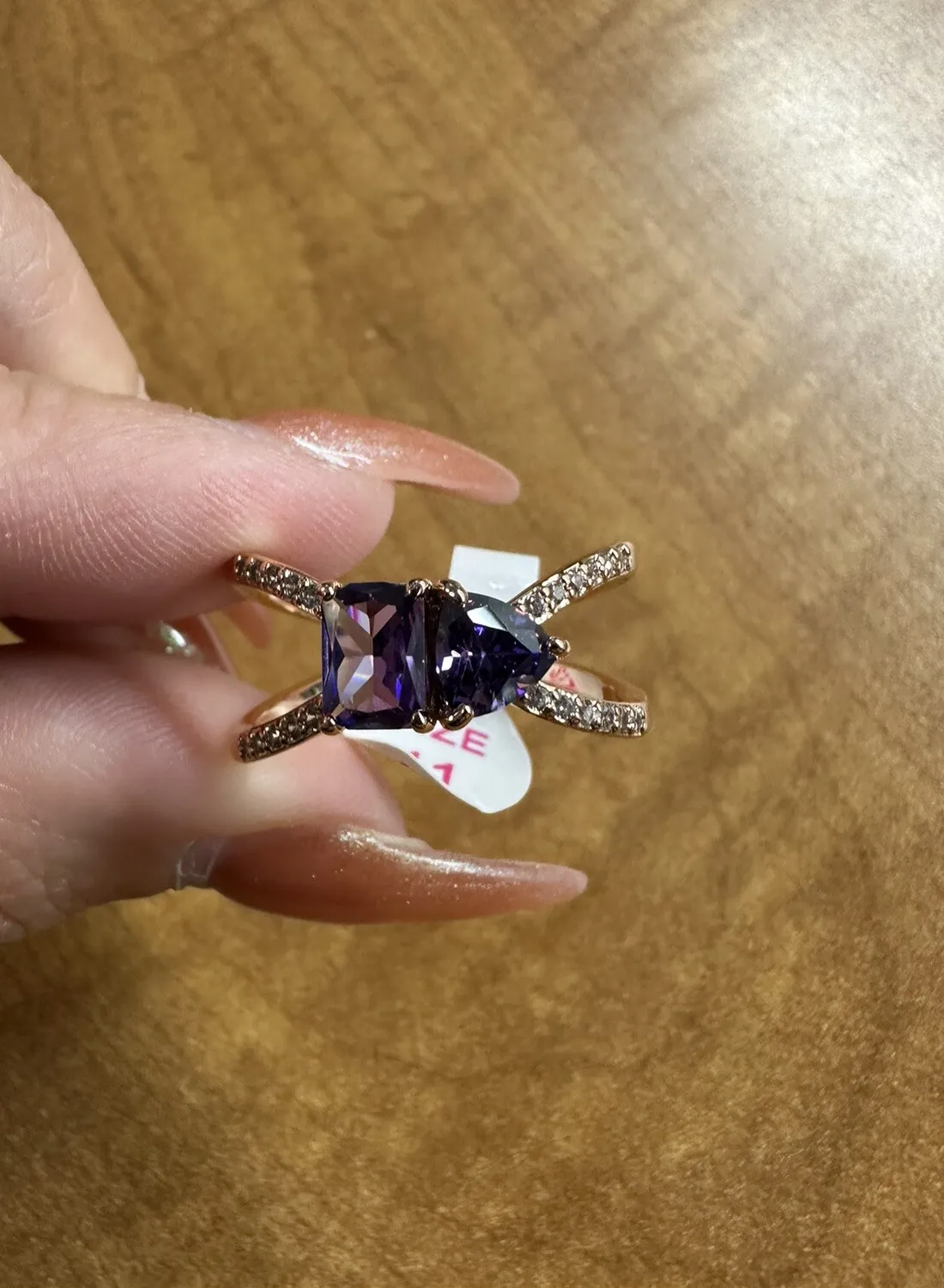 Authentic BP "As Long as You're Here" RBP7007 Amethyst CZ Rose Gold Plated Size 10