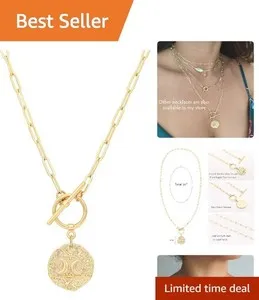 Authentic Celestial Guardian 18K Gold Plated Moon Star Evil Eye Necklace
