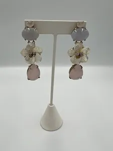 Authentic Radiant Blossoms of the Heart: Rose Quartz and Mother of Pearl Talismanic Earrings