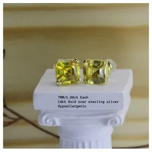 Authentic Radiant Solar Resonance: Canary Asscher Cut Talisman Studs