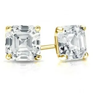 Authentic Luminous Geometry: 18k Gold-Plated Asscher Cut Celestial Studs