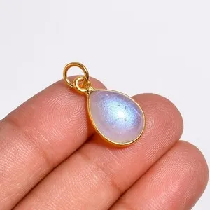 Authentic Lunar Radiance Pear Moonstone Talisman - Celestial Intuition Gold-Plated Amulet