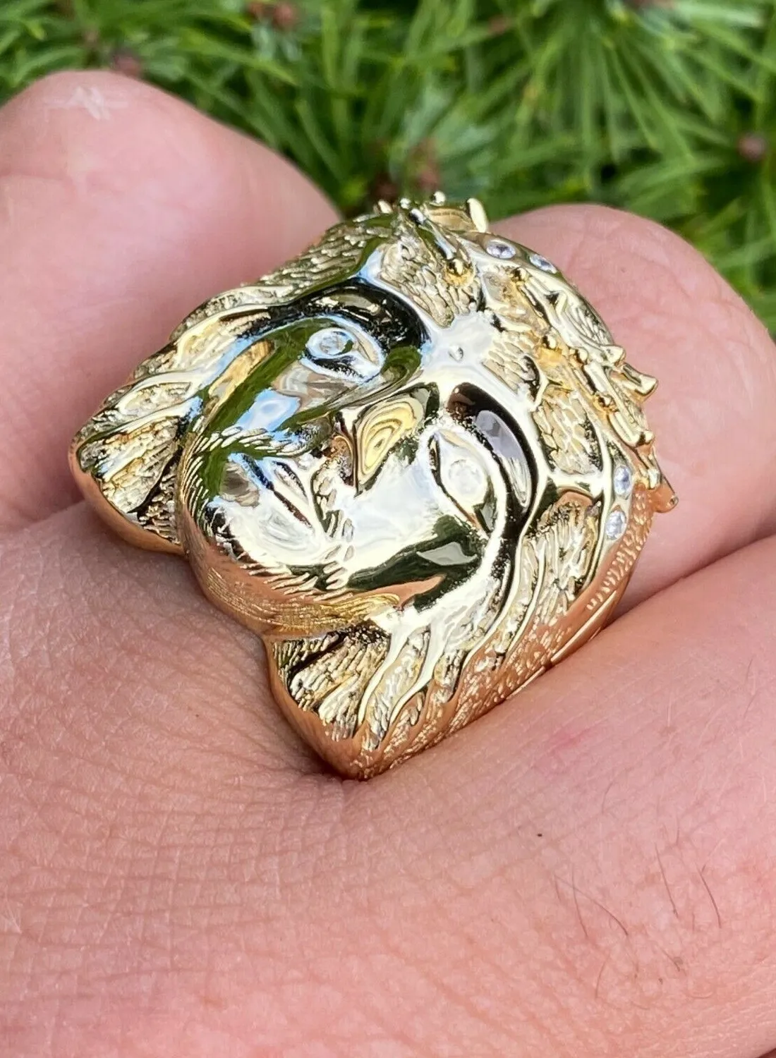 Authentic Face of Divine Guidance: 14k Gold Plated Jesus Ring