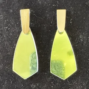 Authentic Wings of the Verdant Prism: 14K Gold Plated Geometric Butterfly Dangle Earrings