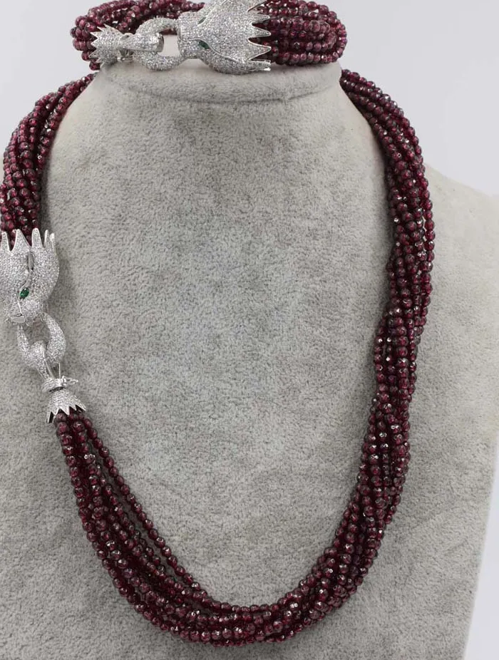 Authentic The Decennial Ember: Ten-Row Faceted Garnet Talisman Set