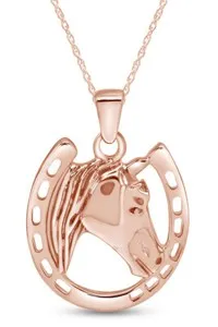 Authentic Equine Enchantment: 14K Gold‑Plated Sterling Silver Horse & Horseshoe Pendant – Prosperity & Protection Talisman