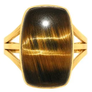 Authentic Celestial Blue Tiger Eye Ring of the Sunlit Guardian