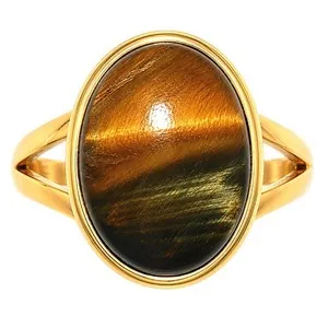 Authentic The Gilded Eye of Wisdom: Blue Tiger Eye Statement Ring